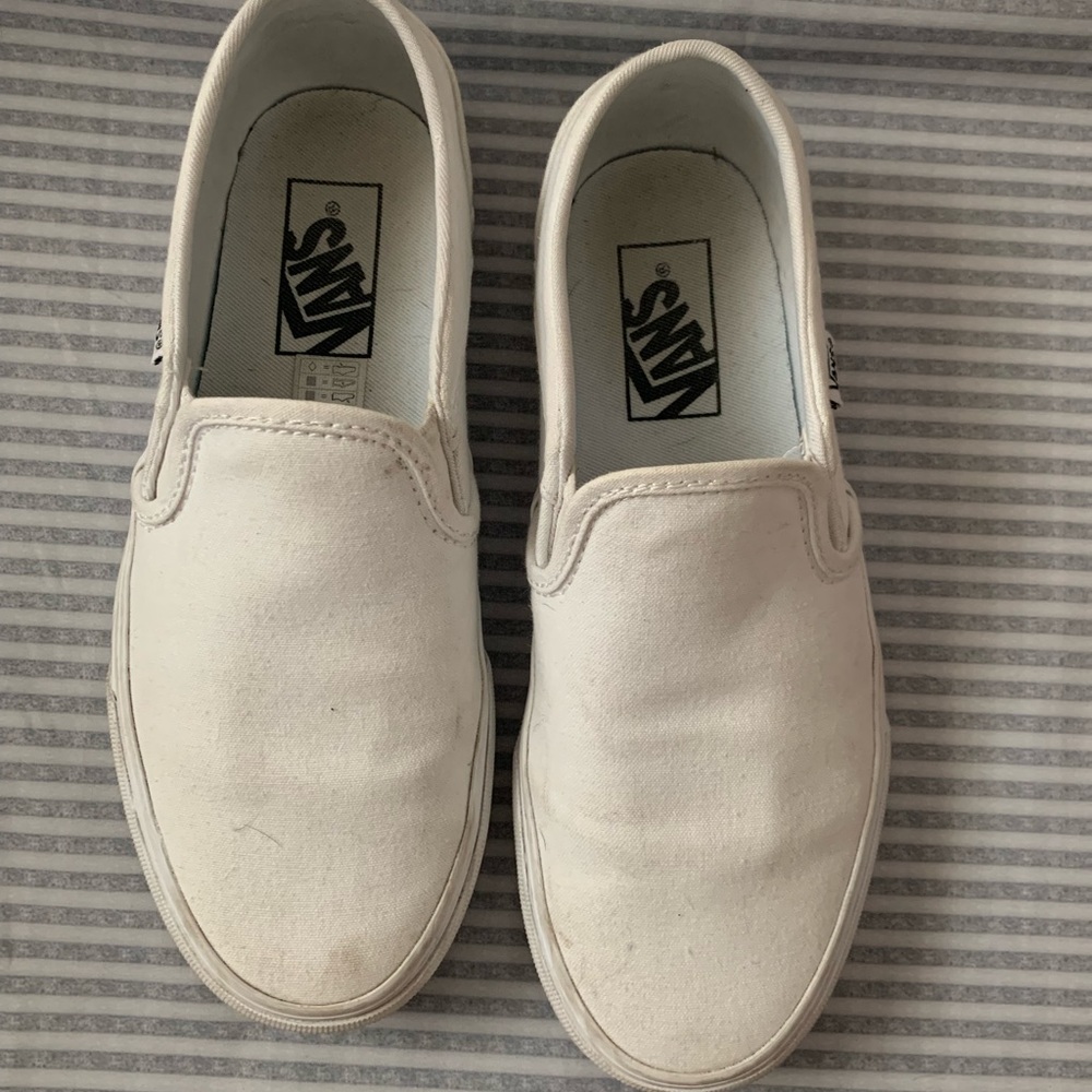 White Slip On Vans